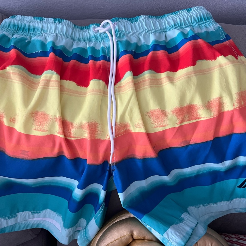 Colorful Striped Swim Trunks